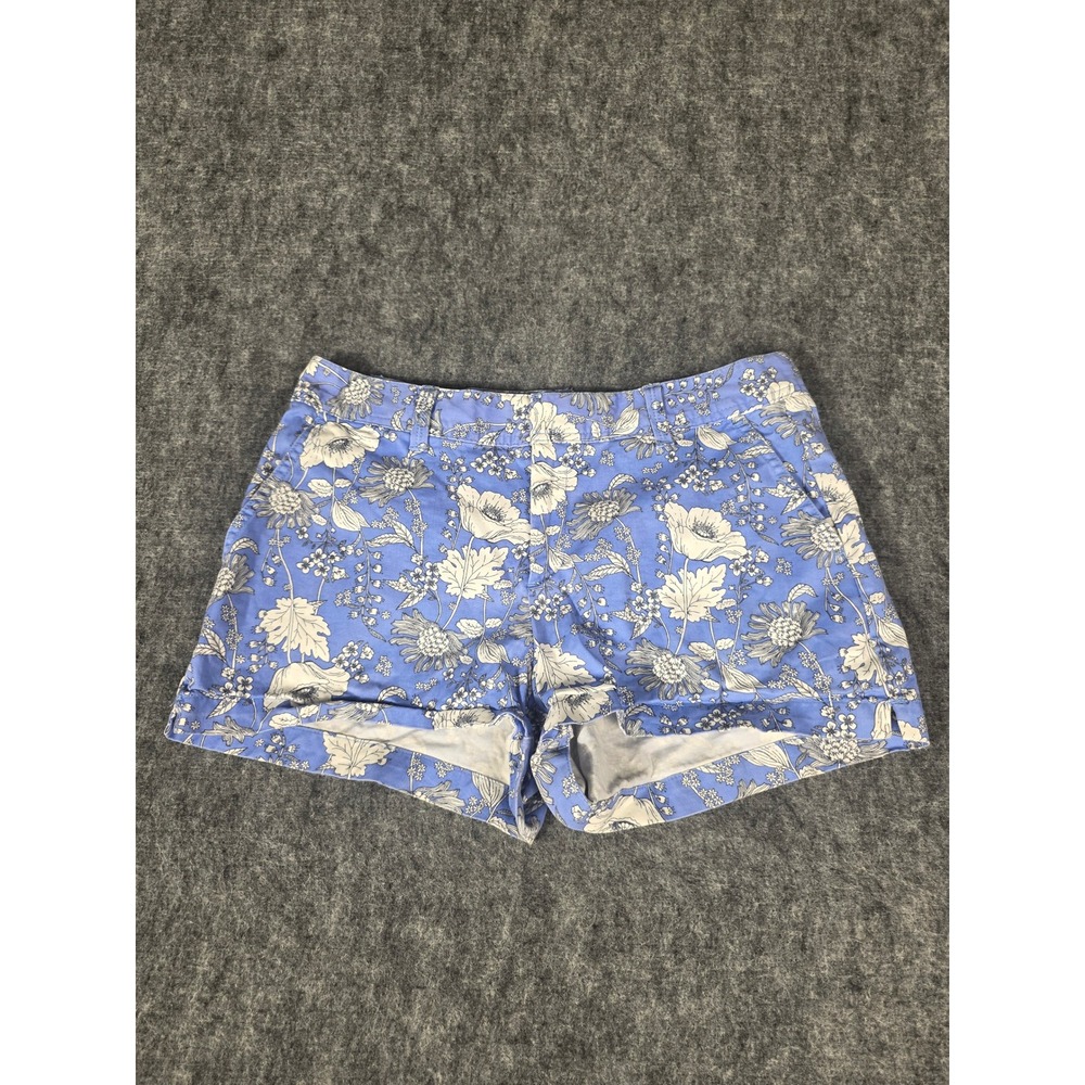 GAP Floral City Shorts Womens 8 Periwinkle Blue 3 In Inseam Chino Stretch Cuffed
